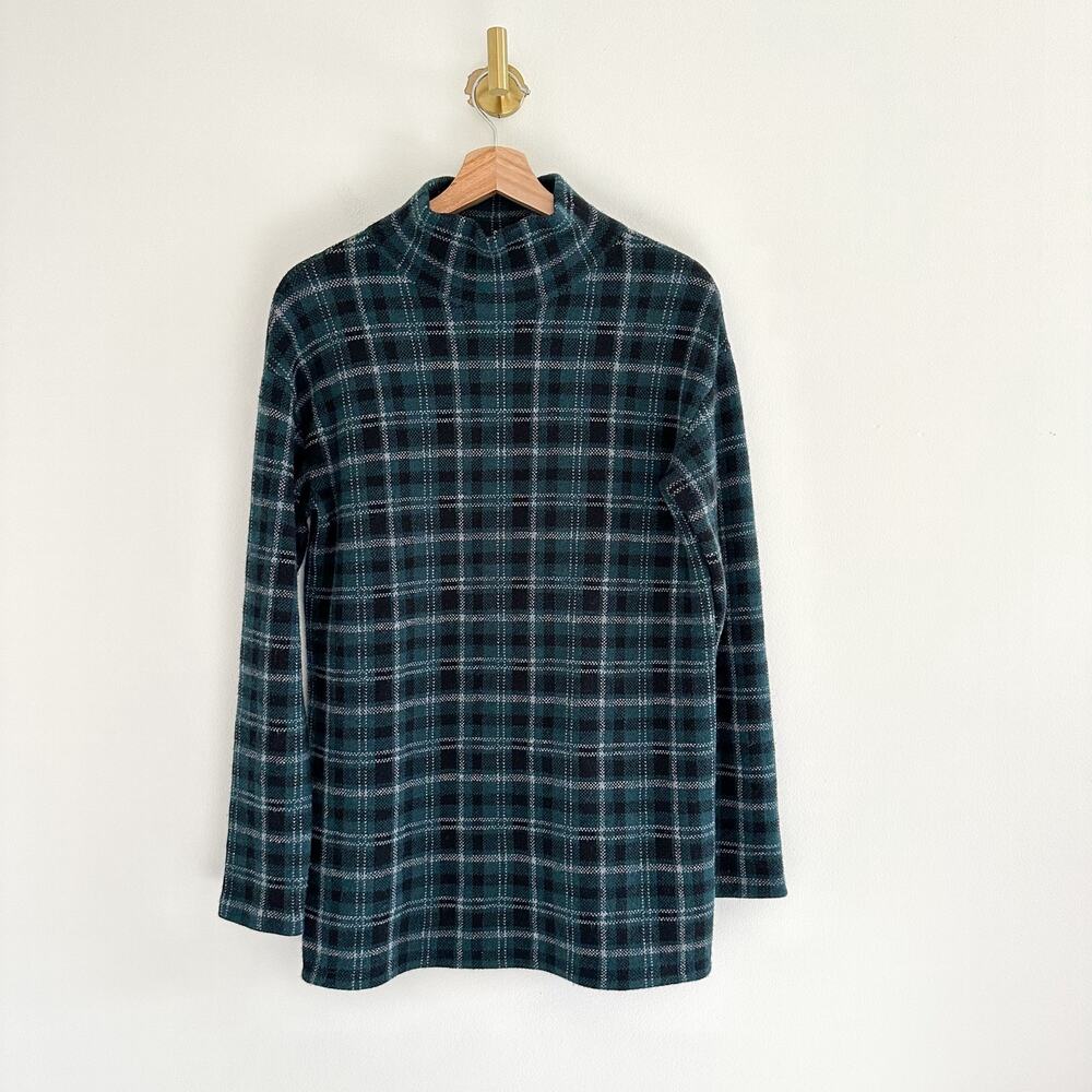 AKRIS Punto Cashmere-Blend Mock Neck Plaid Sweater In Black-Ivy